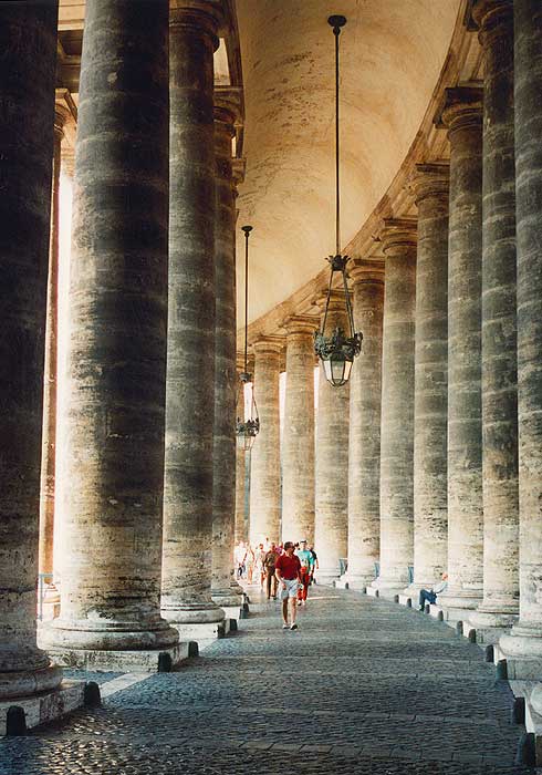 Columns in the courtyard outside of St. Peter's - Vatican City, Rome