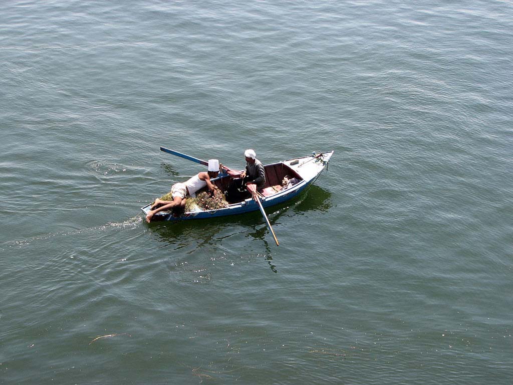 Fishermen on the Nile Between Edfu and Esna, Egypt