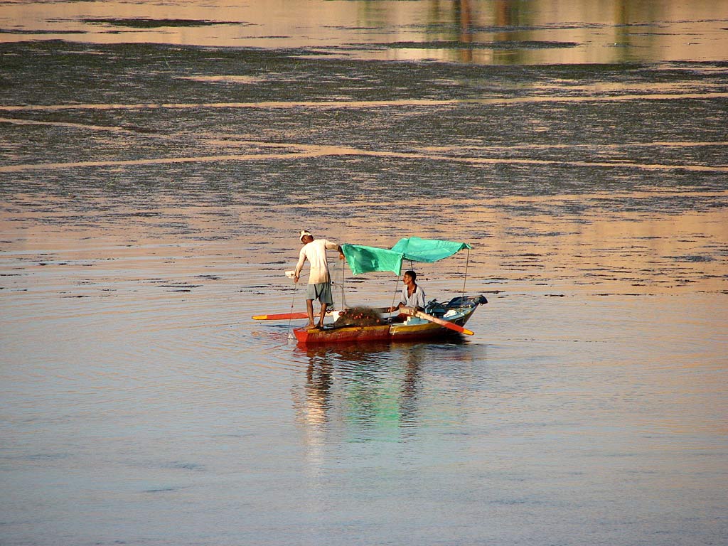 Fishermen on the Nile Between Esna and Luxor, Egypt